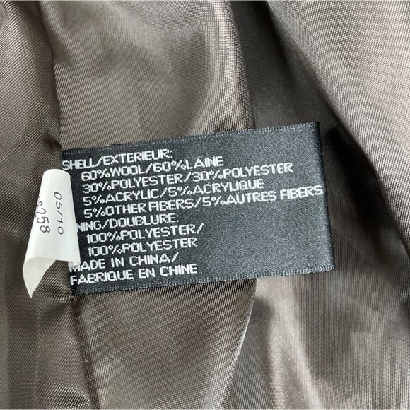 Dkny Women's Gray and Beige Plaid Double Breasted Peacoat Jacket Size 8 - Picture 13 of 14